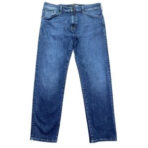 Mavi Jeans Zach Straight‎ Leg Organic Cotton Blend Blue Denim Sz 32 Fits 35"